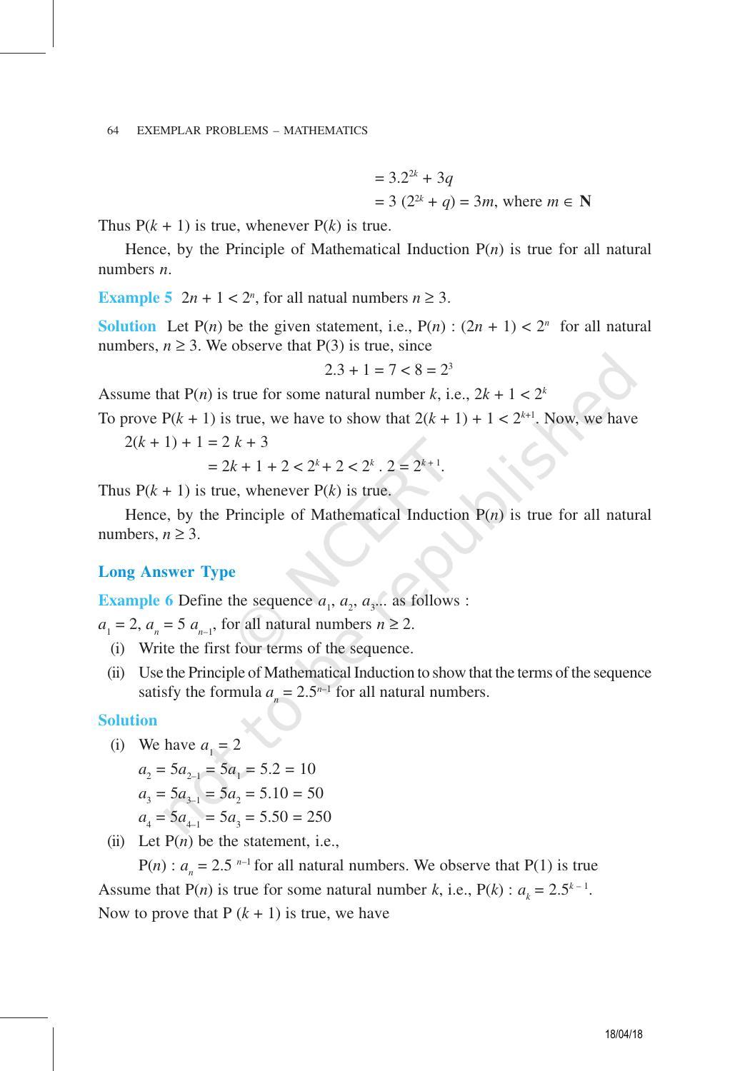 NCERT Exemplar Book for Class 11 Maths: Chapter 4 Principle of Mathematical Induction - Page 4