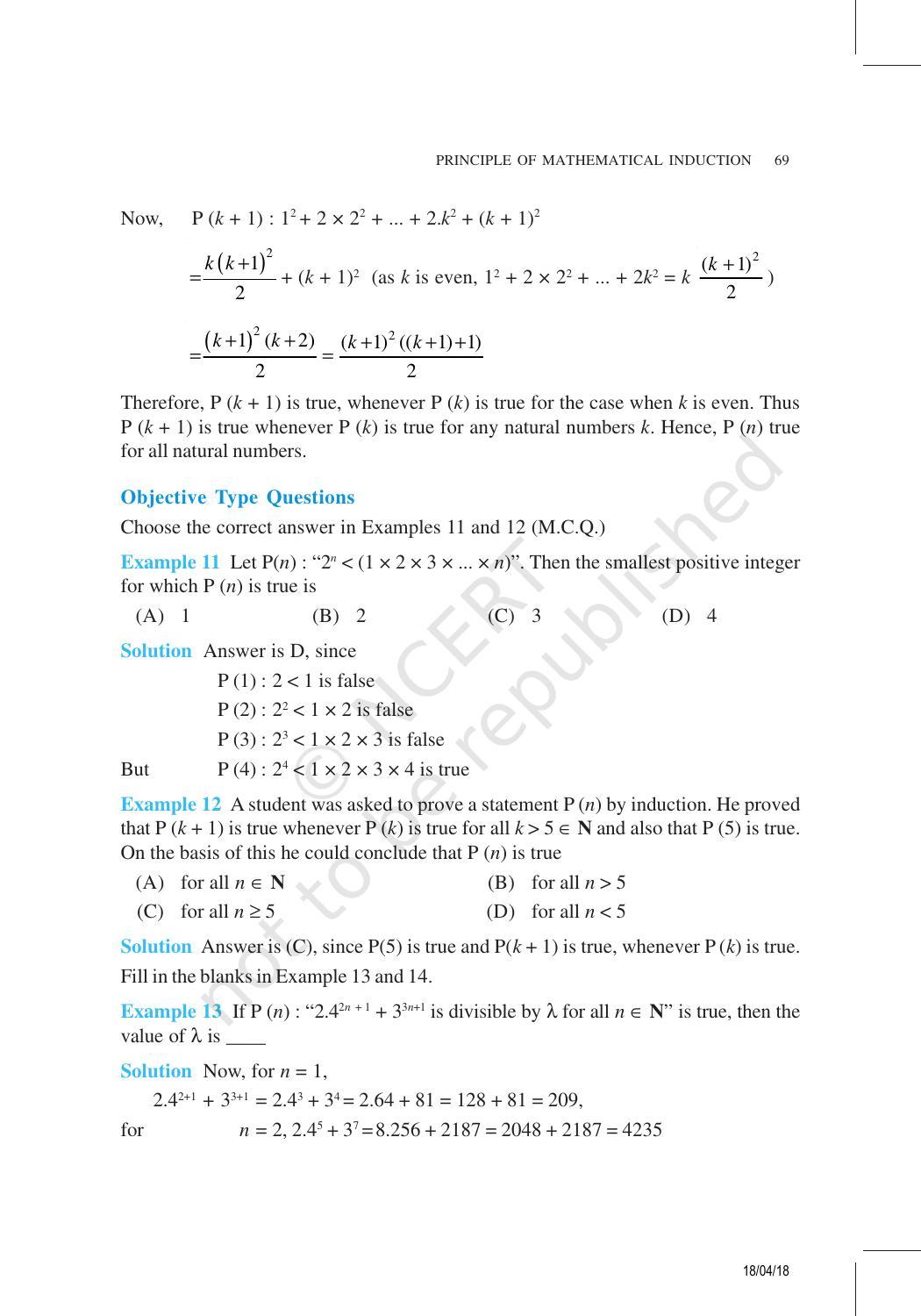 NCERT Exemplar Book for Class 11 Maths: Chapter 4 Principle of Mathematical Induction - Page 9