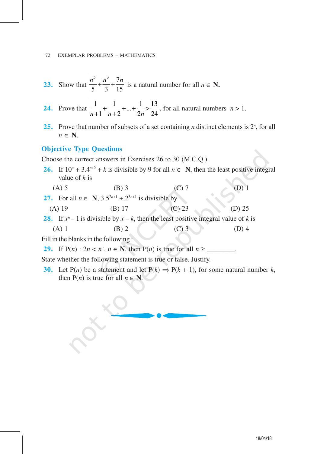 NCERT Exemplar Book for Class 11 Maths: Chapter 4 Principle of Mathematical Induction - Page 12
