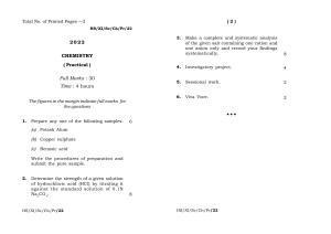 Meghalaya Board (MBOSE) Class 11 Chemistry (practical) 2022 Question Paper