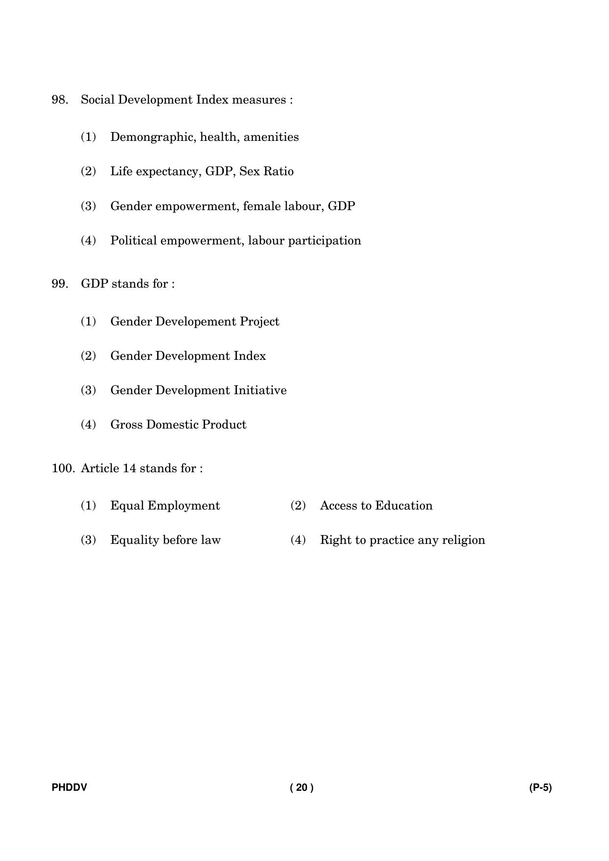IGNOU PhD Entrance Test Ph. D. (Development Studies) Entrance Test, July, 2023 Question Paper - Page 21
