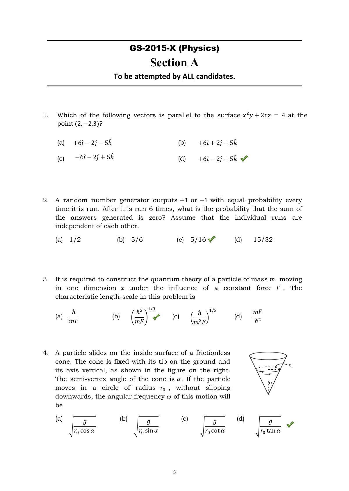 TIFR GS 2015 Physics X Question Paper - Page 3