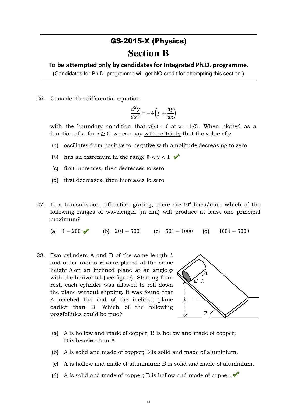 TIFR GS 2015 Physics X Question Paper - Page 11