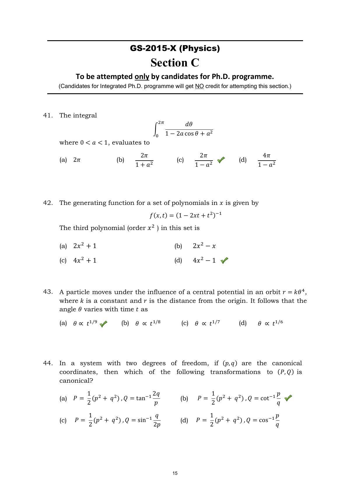 TIFR GS 2015 Physics X Question Paper - Page 15