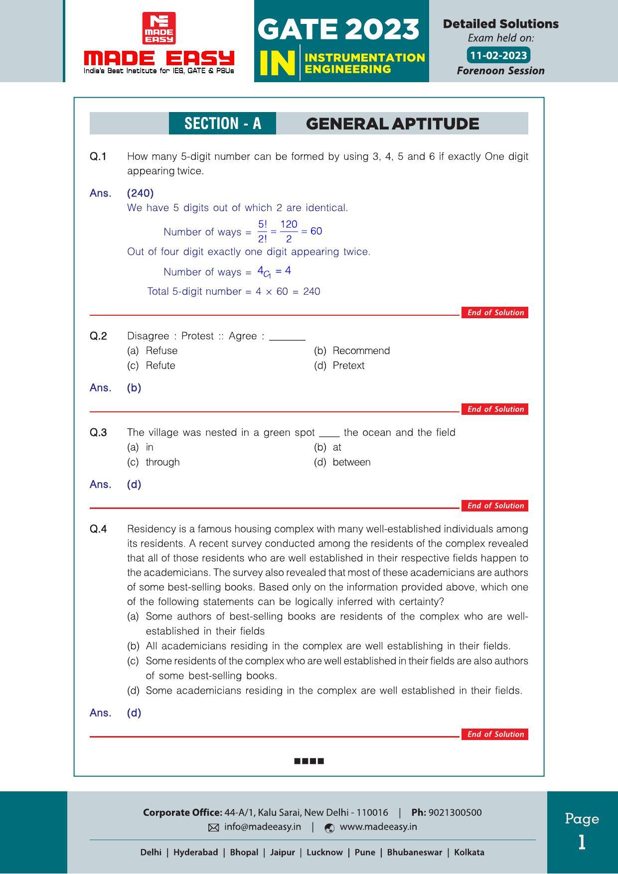 GATE 2023 Instrumentation Engineering (IN) Question Paper (Made Easy) - Page 2