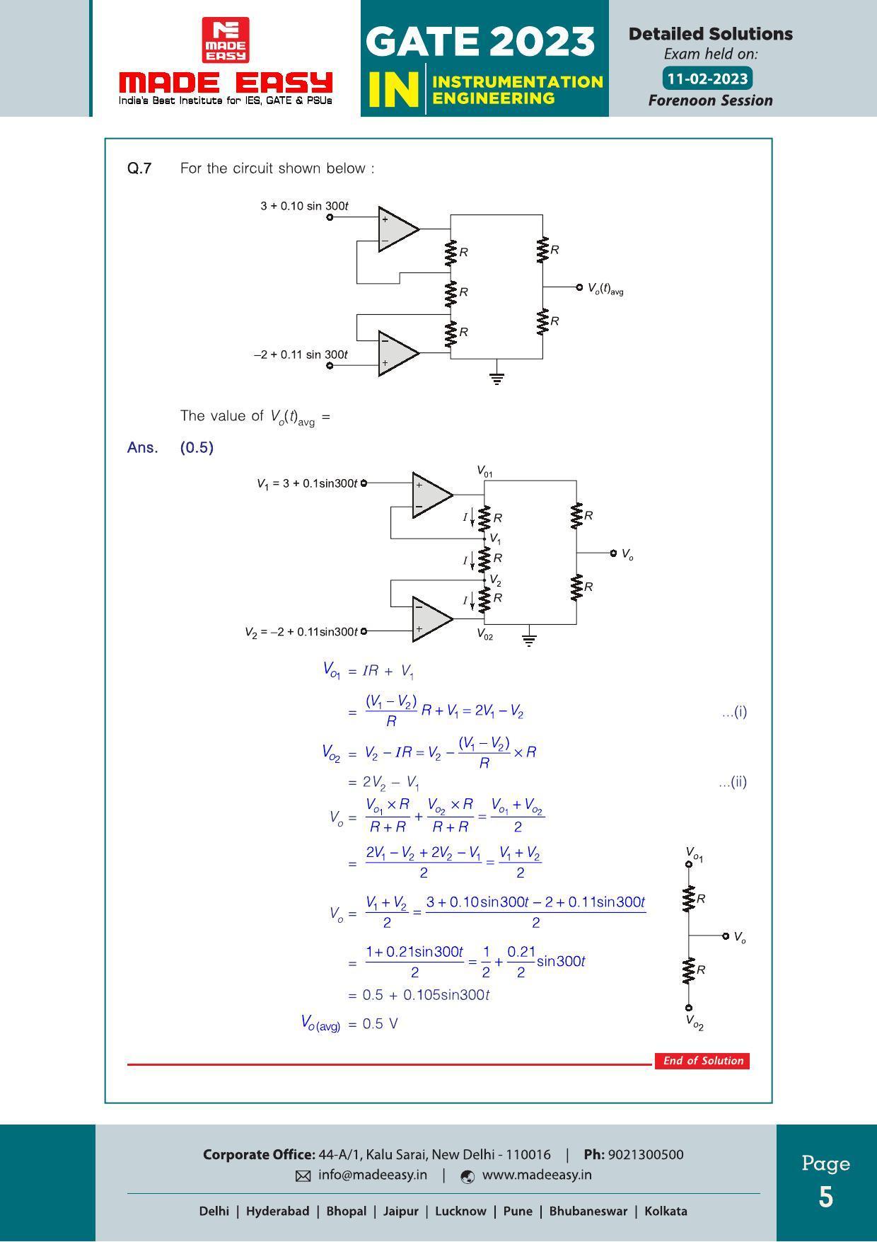 GATE 2023 Instrumentation Engineering (IN) Question Paper (Made Easy) - Page 7