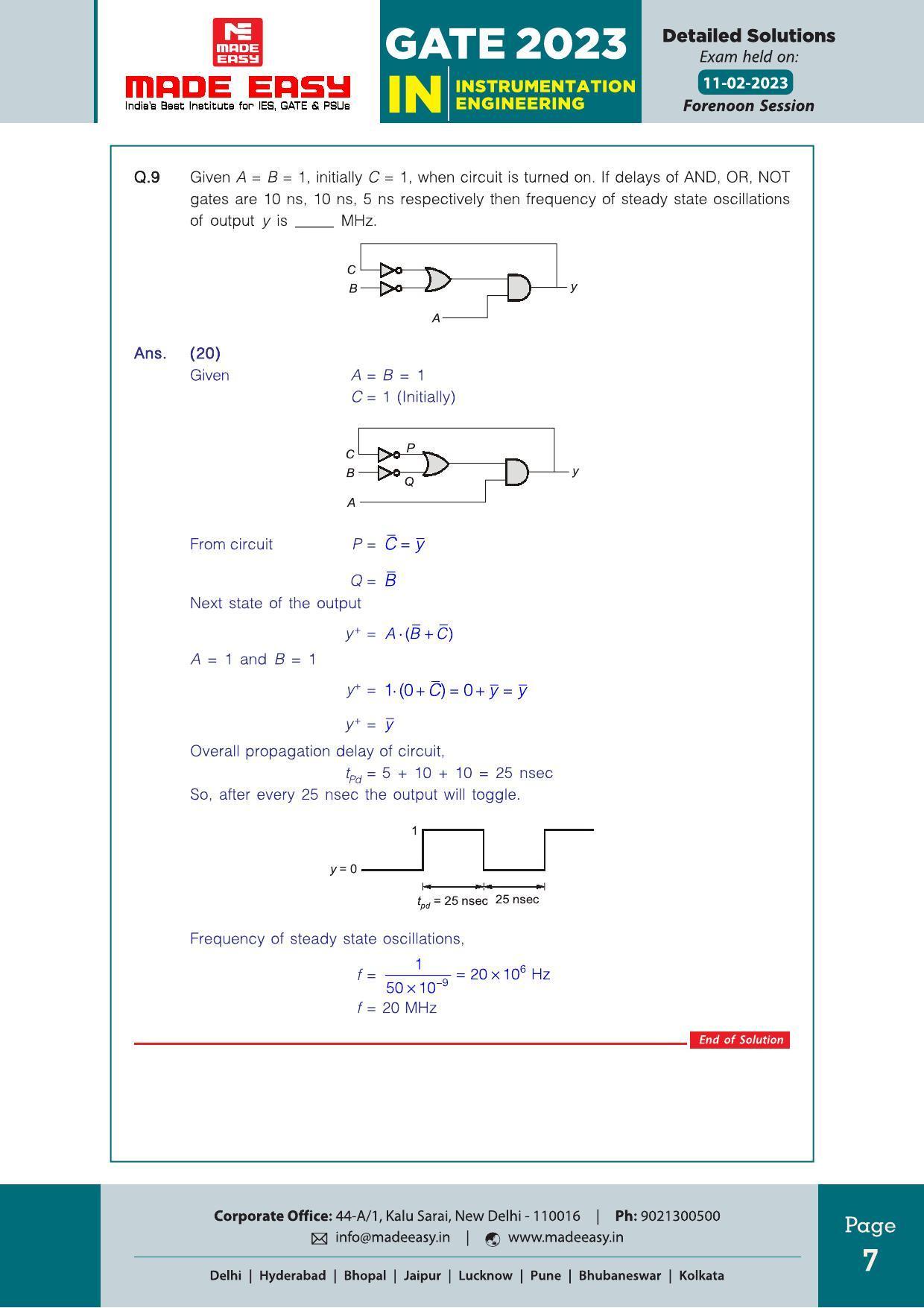 GATE 2023 Instrumentation Engineering (IN) Question Paper (Made Easy) - Page 9