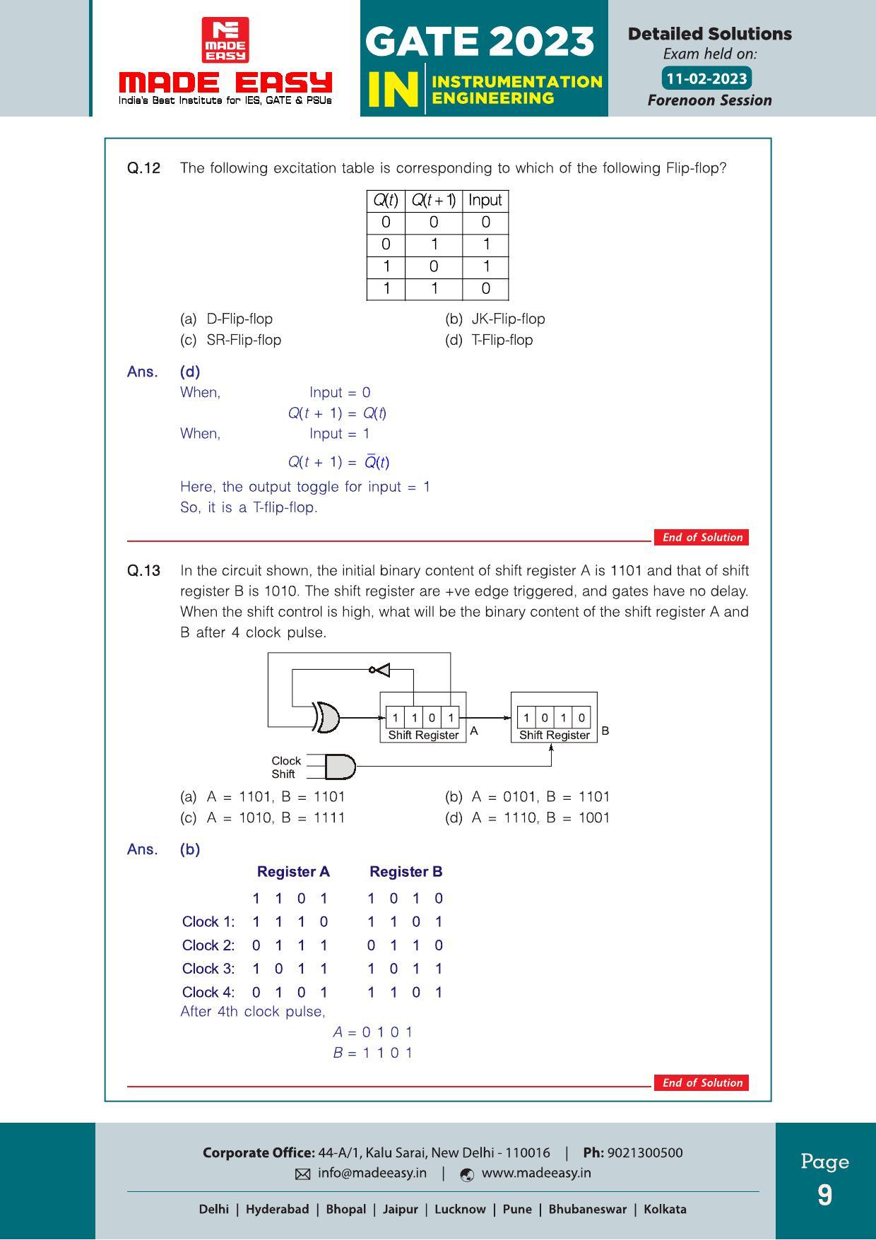 GATE 2023 Instrumentation Engineering (IN) Question Paper (Made Easy) - Page 12