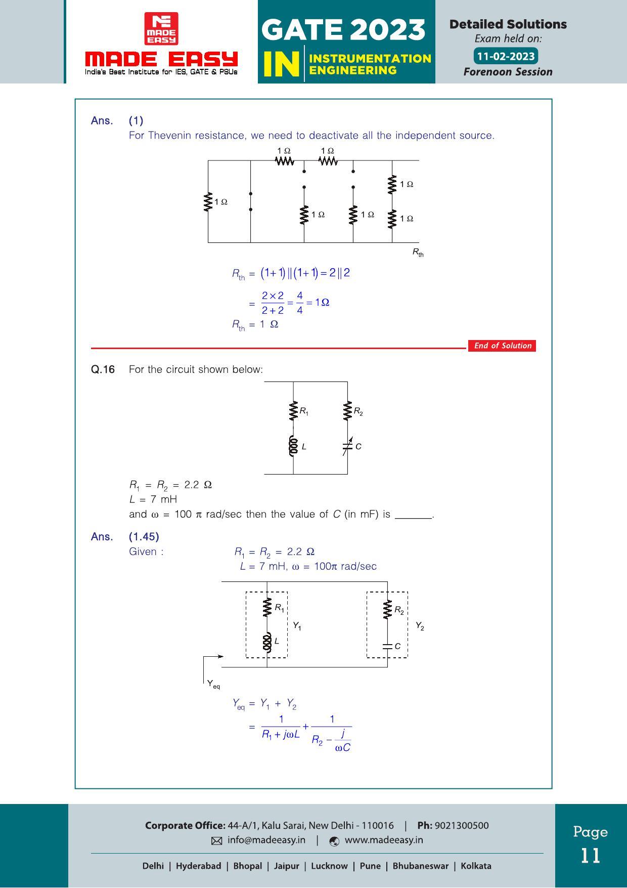 GATE 2023 Instrumentation Engineering (IN) Question Paper (Made Easy) - Page 14