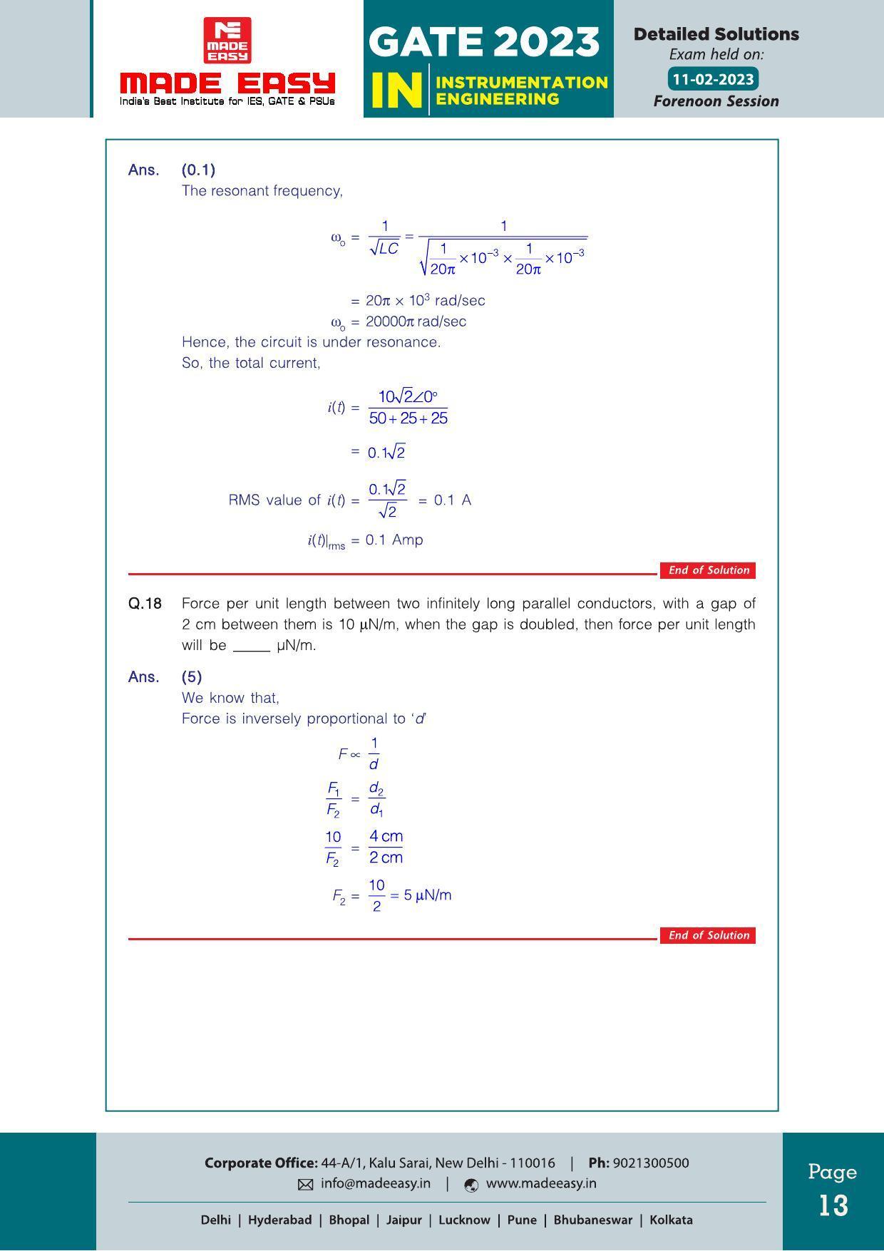 GATE 2023 Instrumentation Engineering (IN) Question Paper (Made Easy) - Page 17