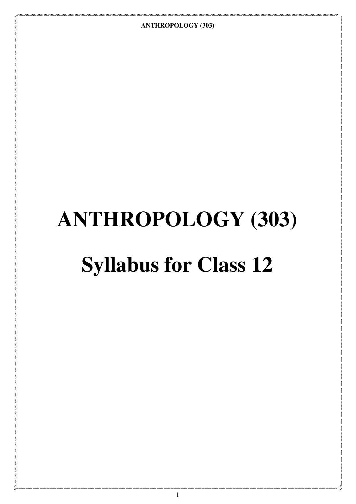 CUET Syllabus for Anthropology (English) - Page 1