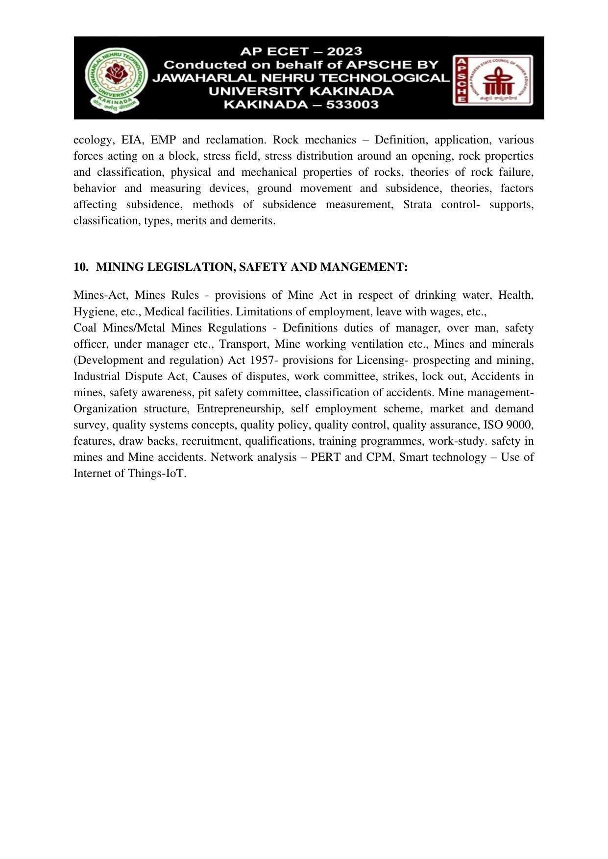 AP ECET MINING ENGINEERING Syllabus - Page 4
