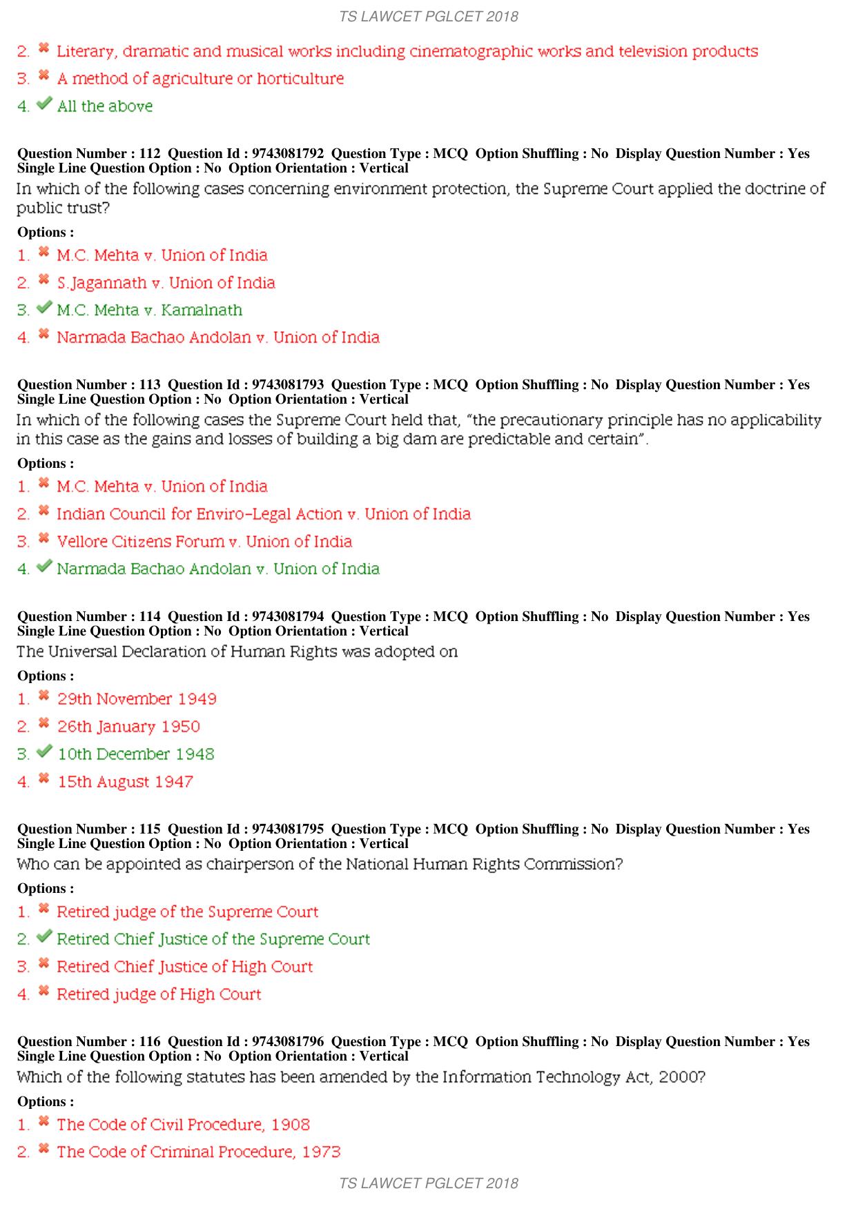 TS TS PGLCET 2018 Question Paper with Key - Page 23