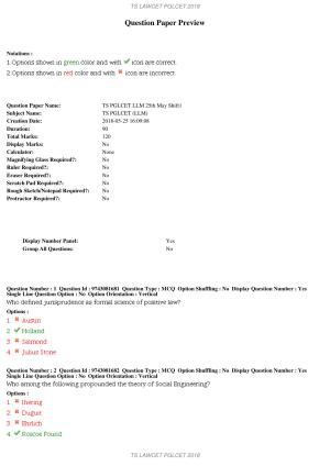 TS TS PGLCET 2018 Question Paper with Key