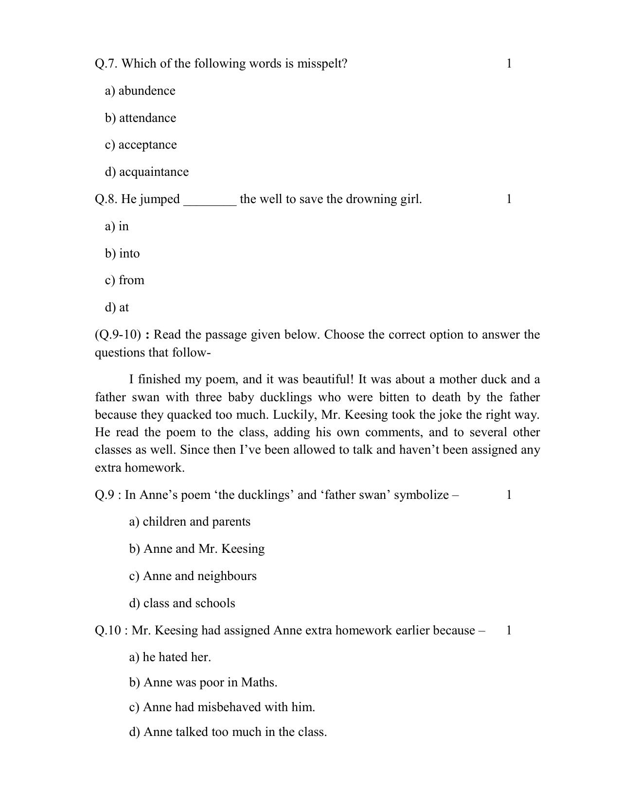 UP Board Class 10 English Model Papers 2024 - Page 3