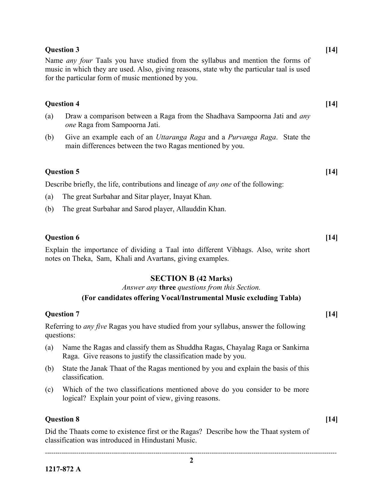ISC Class 12 2017 INDIAN MUSIC (HINDUSTANI) MUSIC PAPER 1 (THEORY) Question Paper - Page 2