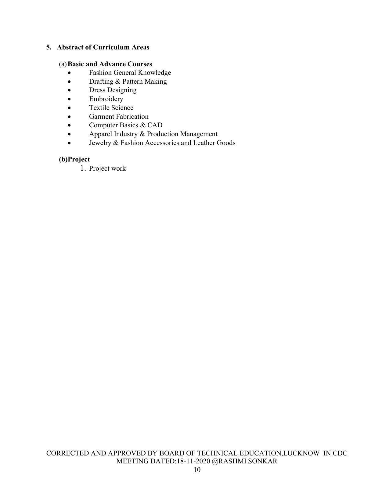 SYLLABUS FOR FIRST SEMESTER SESSION (2020-2021) - TWO SEMESTER POST GRADUATE DIPLOMA COURSE IN FASHION TECHNOLOGY - Page 10
