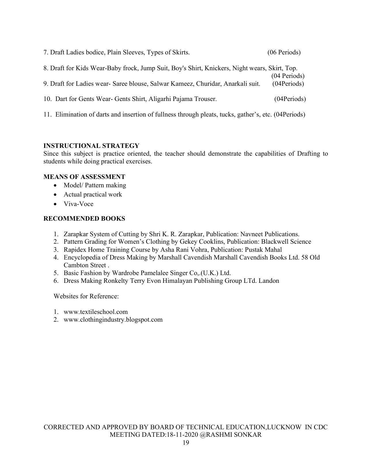 SYLLABUS FOR FIRST SEMESTER SESSION (2020-2021) - TWO SEMESTER POST GRADUATE DIPLOMA COURSE IN FASHION TECHNOLOGY - Page 19