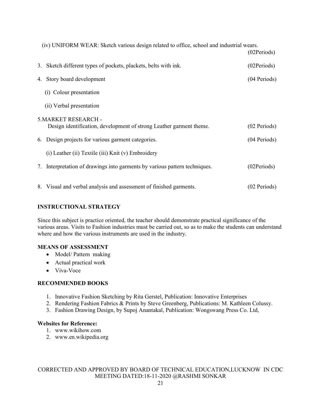 SYLLABUS FOR FIRST SEMESTER SESSION (2020-2021) - TWO SEMESTER POST GRADUATE DIPLOMA COURSE IN FASHION TECHNOLOGY - Page 21