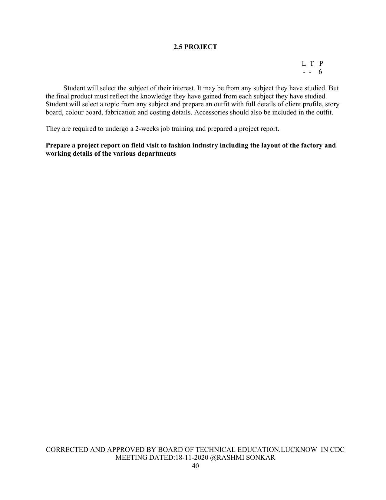SYLLABUS FOR FIRST SEMESTER SESSION (2020-2021) - TWO SEMESTER POST GRADUATE DIPLOMA COURSE IN FASHION TECHNOLOGY - Page 40