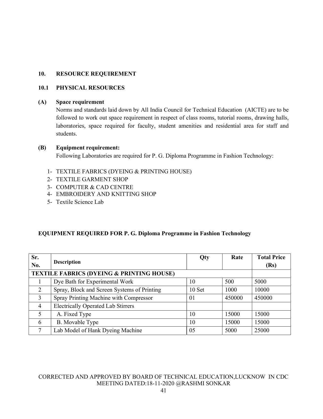 SYLLABUS FOR FIRST SEMESTER SESSION (2020-2021) - TWO SEMESTER POST GRADUATE DIPLOMA COURSE IN FASHION TECHNOLOGY - Page 41
