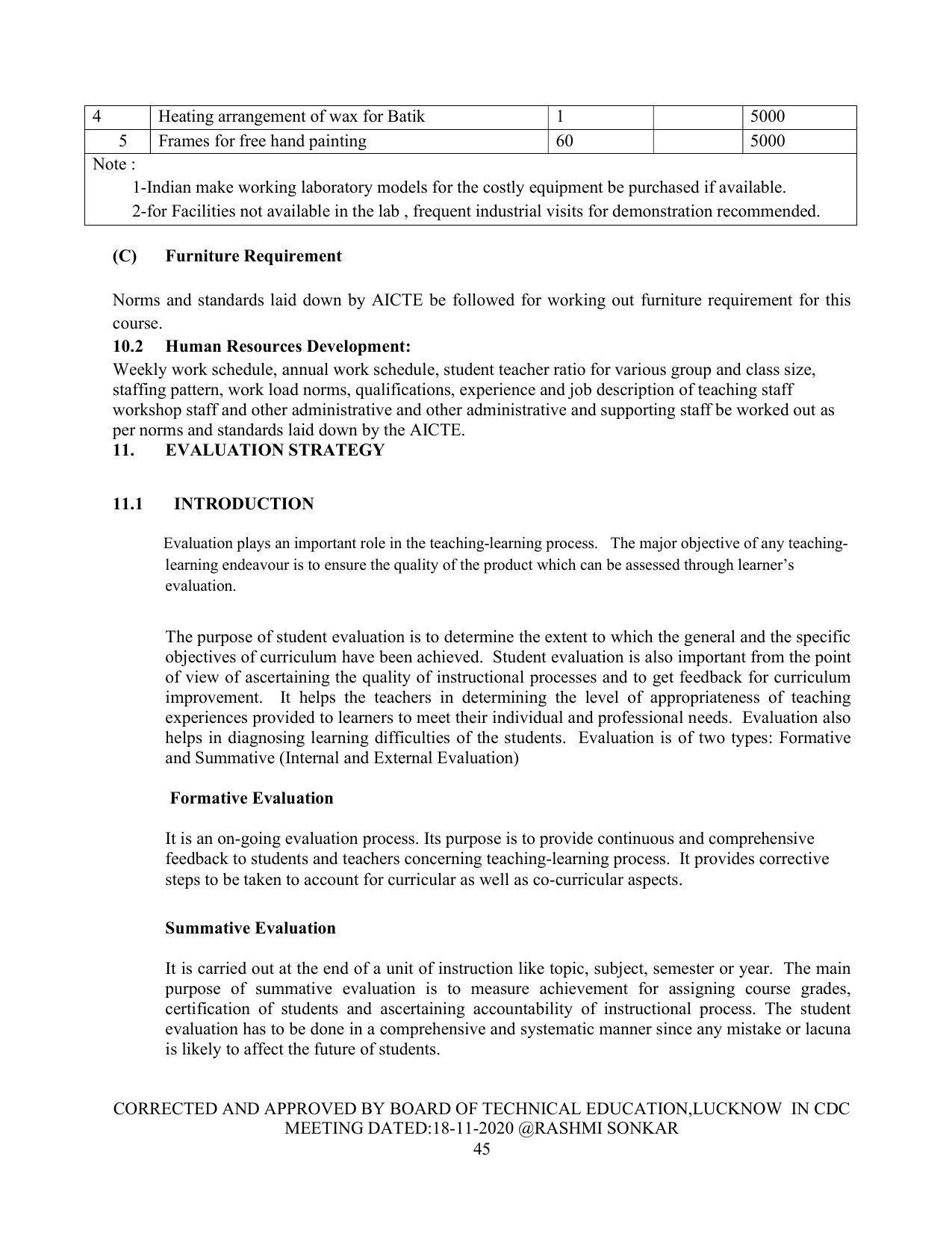 SYLLABUS FOR FIRST SEMESTER SESSION (2020-2021) - TWO SEMESTER POST GRADUATE DIPLOMA COURSE IN FASHION TECHNOLOGY - Page 45