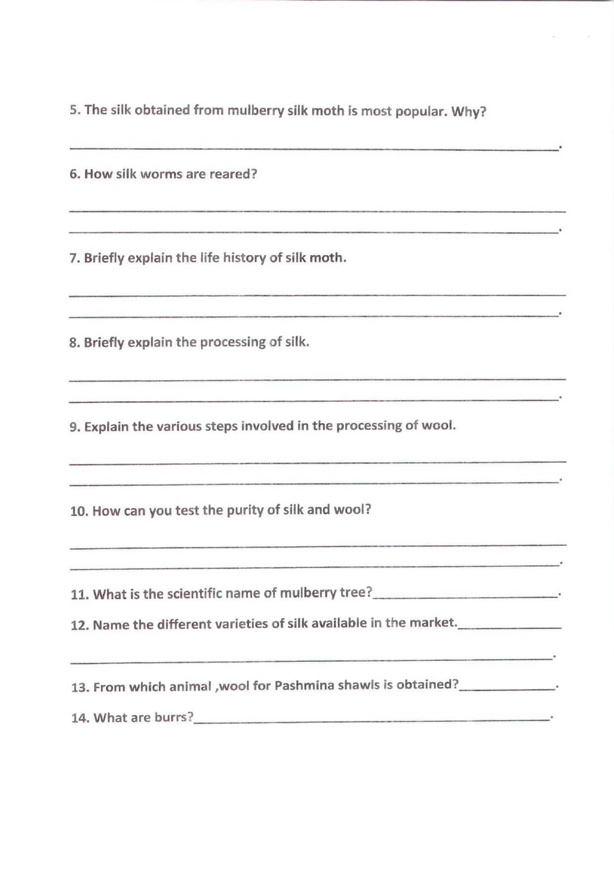 CBSE Worksheets for Class 7 Science Fibre to Fabric Assignment 2 - Page 2