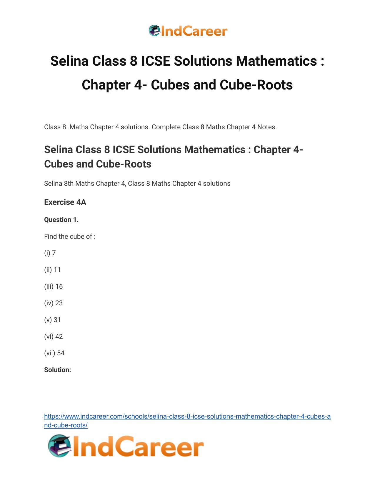 Selina Class 8 ICSE Solutions Mathematics : Chapter 4- Cubes and Cube-Roots - Page 2