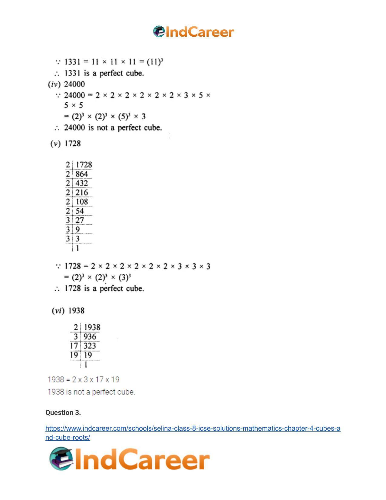 Selina Class 8 ICSE Solutions Mathematics : Chapter 4- Cubes and Cube-Roots - Page 5