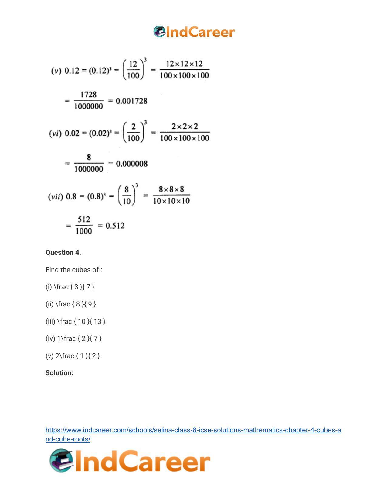 Selina Class 8 ICSE Solutions Mathematics : Chapter 4- Cubes and Cube-Roots - Page 8