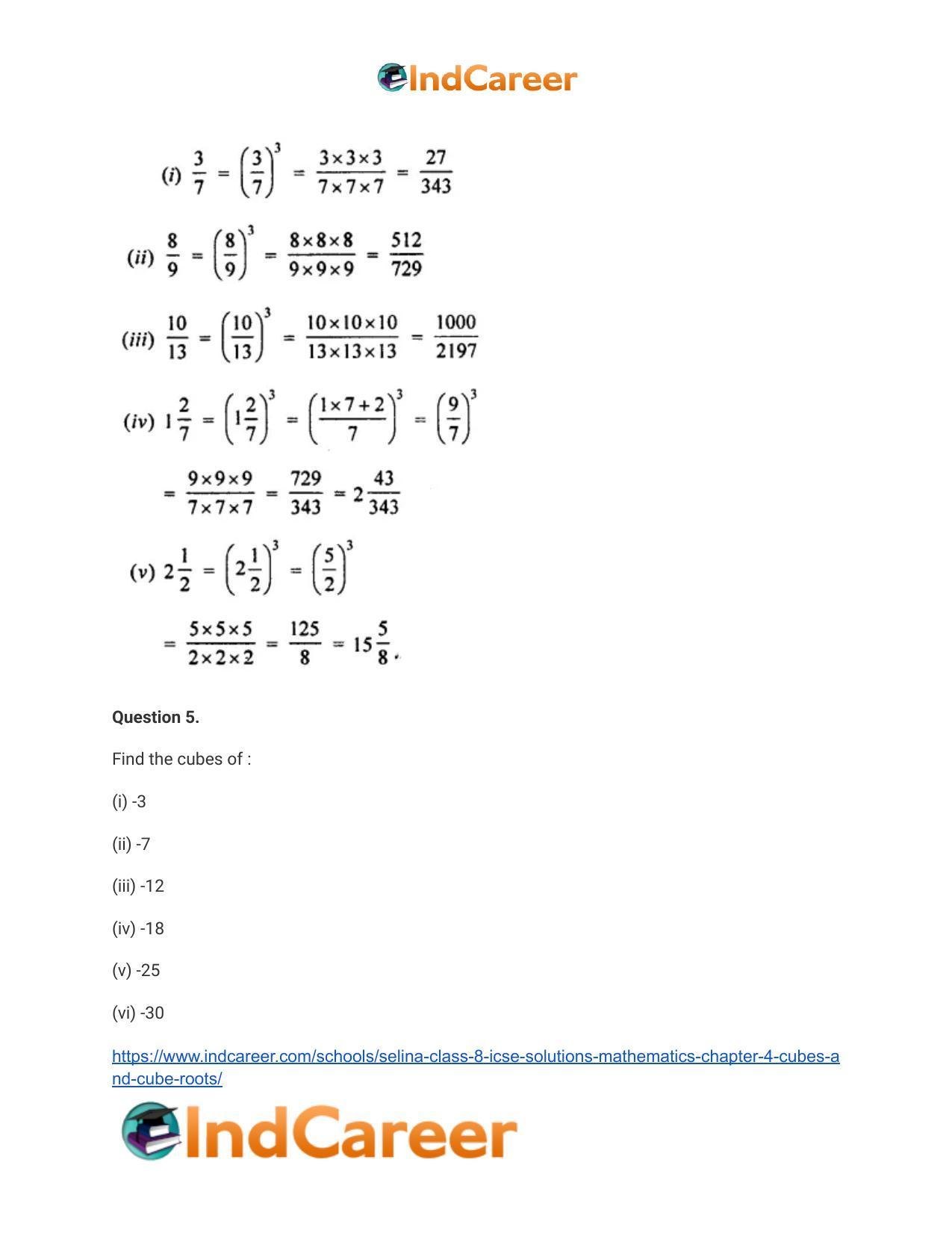 Selina Class 8 ICSE Solutions Mathematics : Chapter 4- Cubes and Cube-Roots - Page 9