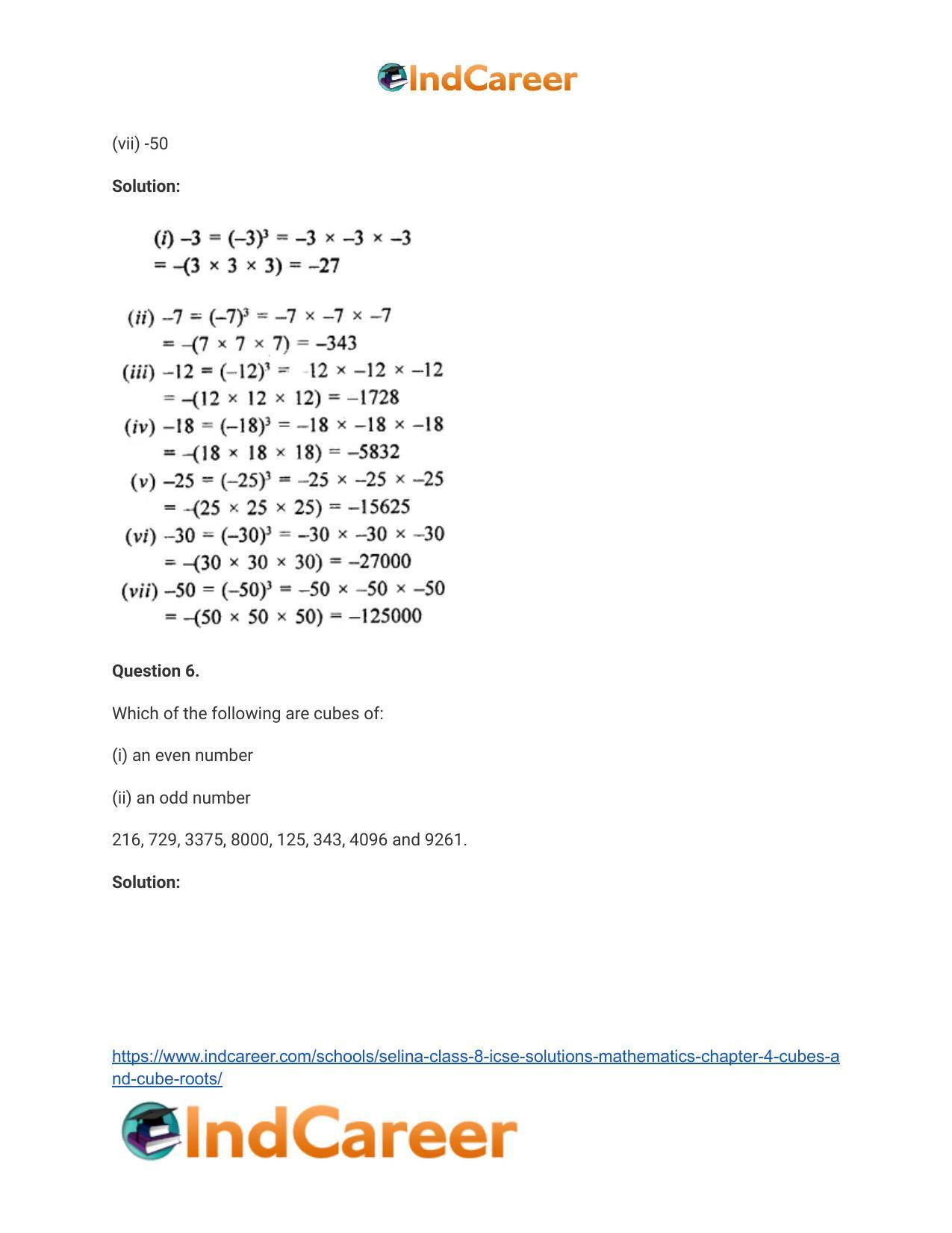 Selina Class 8 ICSE Solutions Mathematics : Chapter 4- Cubes and Cube-Roots - Page 10