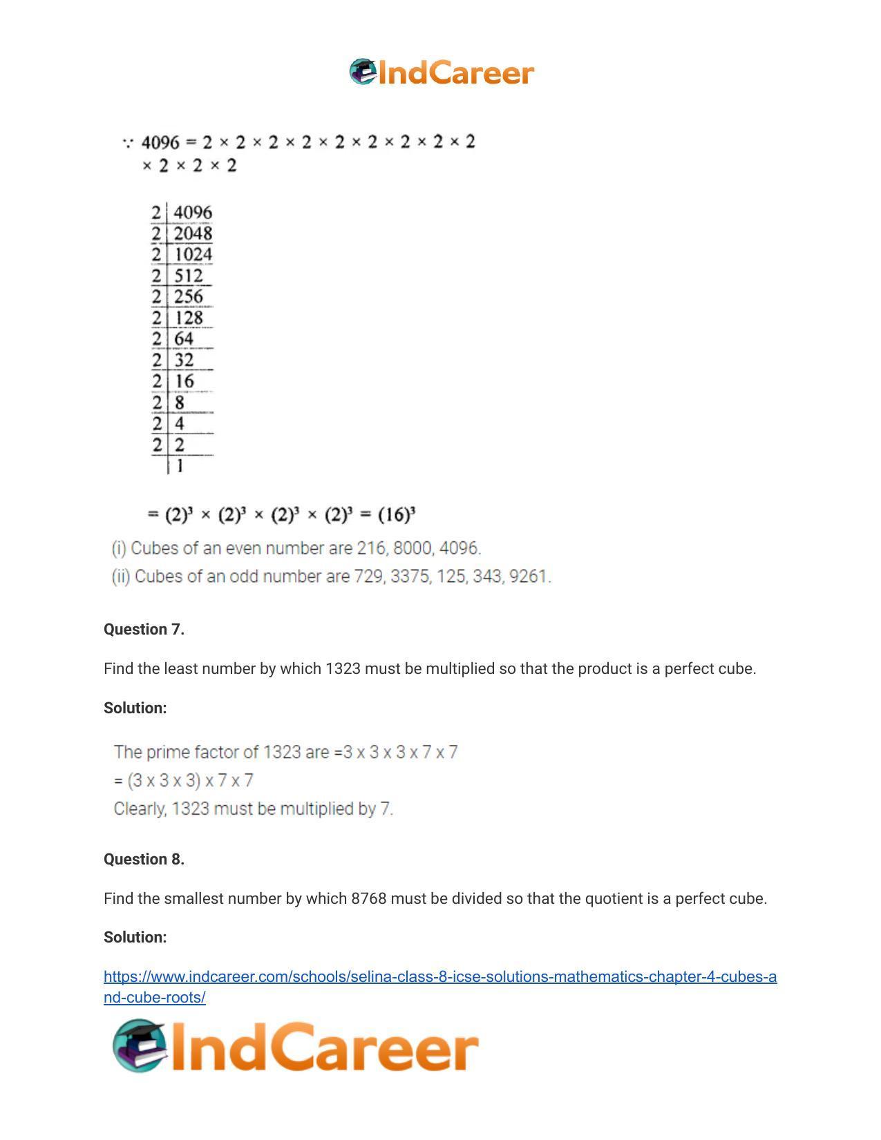 Selina Class 8 ICSE Solutions Mathematics : Chapter 4- Cubes and Cube-Roots - Page 13