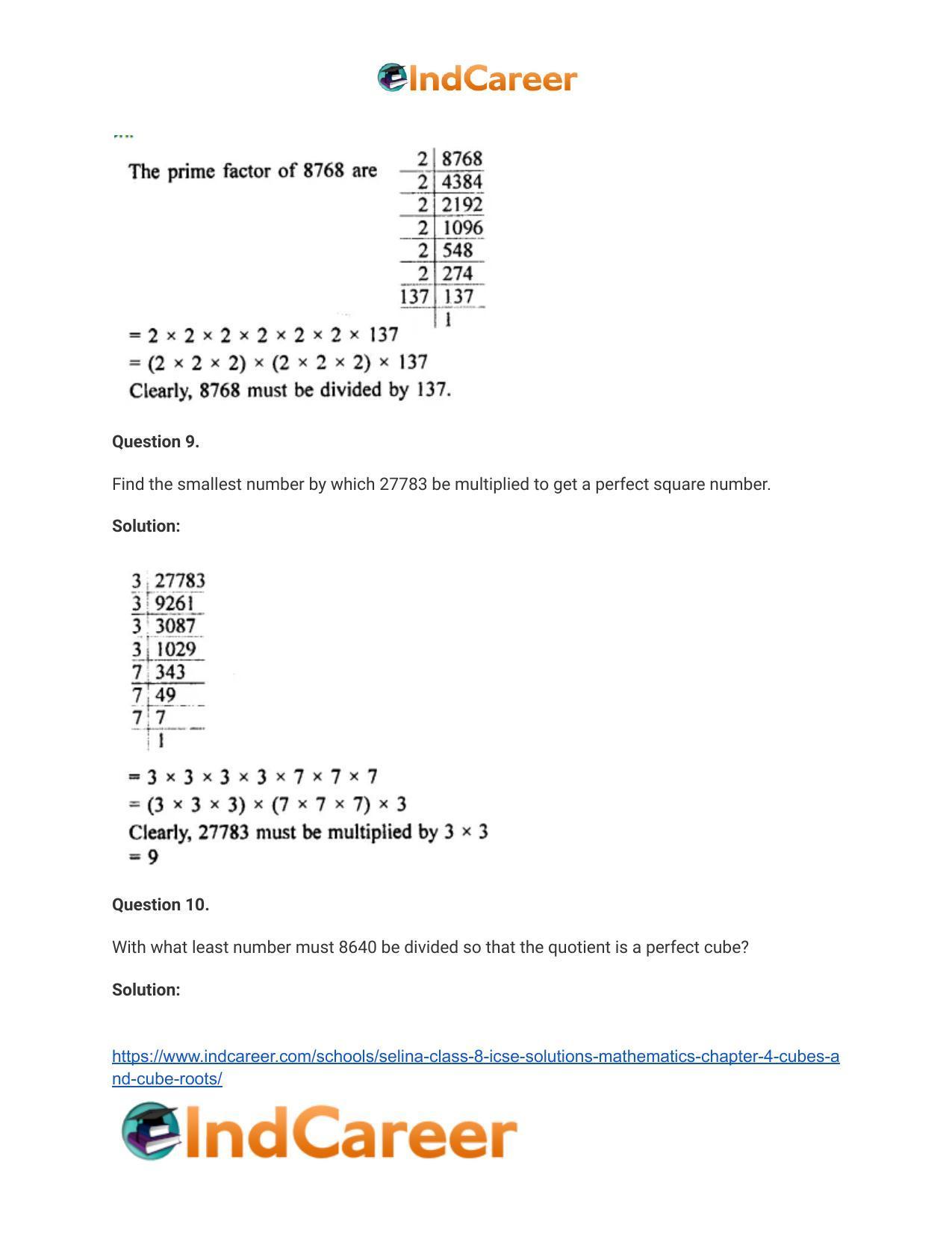 Selina Class 8 ICSE Solutions Mathematics : Chapter 4- Cubes and Cube-Roots - Page 14