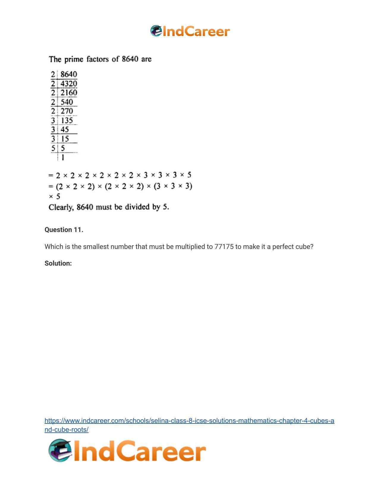 Selina Class 8 ICSE Solutions Mathematics : Chapter 4- Cubes and Cube-Roots - Page 15