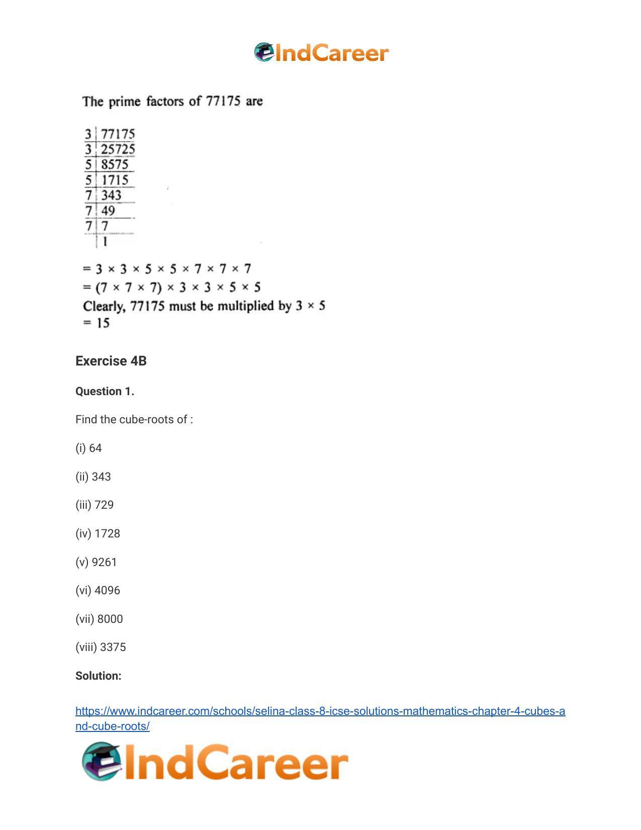 Selina Class 8 ICSE Solutions Mathematics : Chapter 4- Cubes and Cube-Roots - Page 16