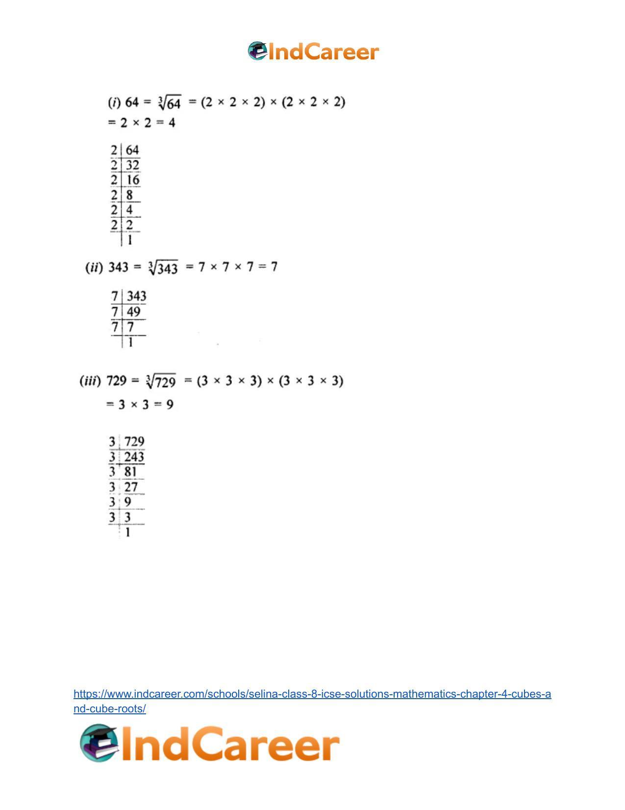 Selina Class 8 ICSE Solutions Mathematics : Chapter 4- Cubes and Cube-Roots - Page 17