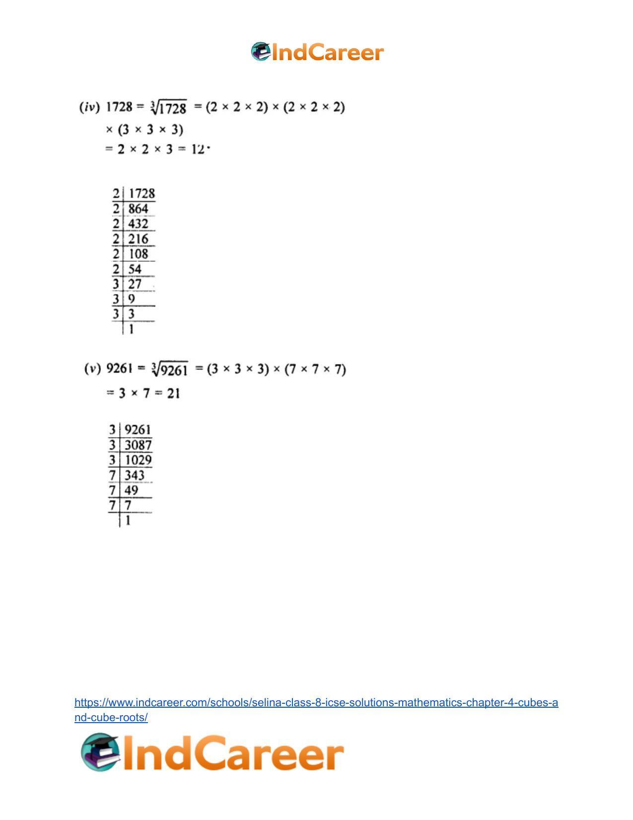 Selina Class 8 ICSE Solutions Mathematics : Chapter 4- Cubes and Cube-Roots - Page 18