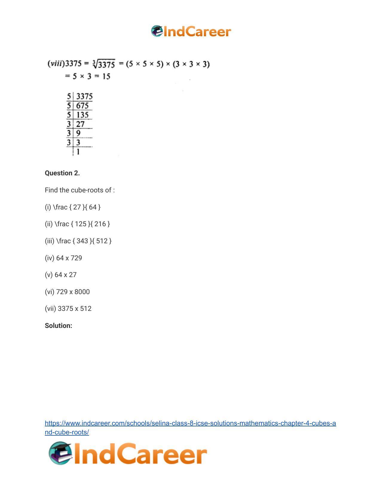Selina Class 8 ICSE Solutions Mathematics : Chapter 4- Cubes and Cube-Roots - Page 20