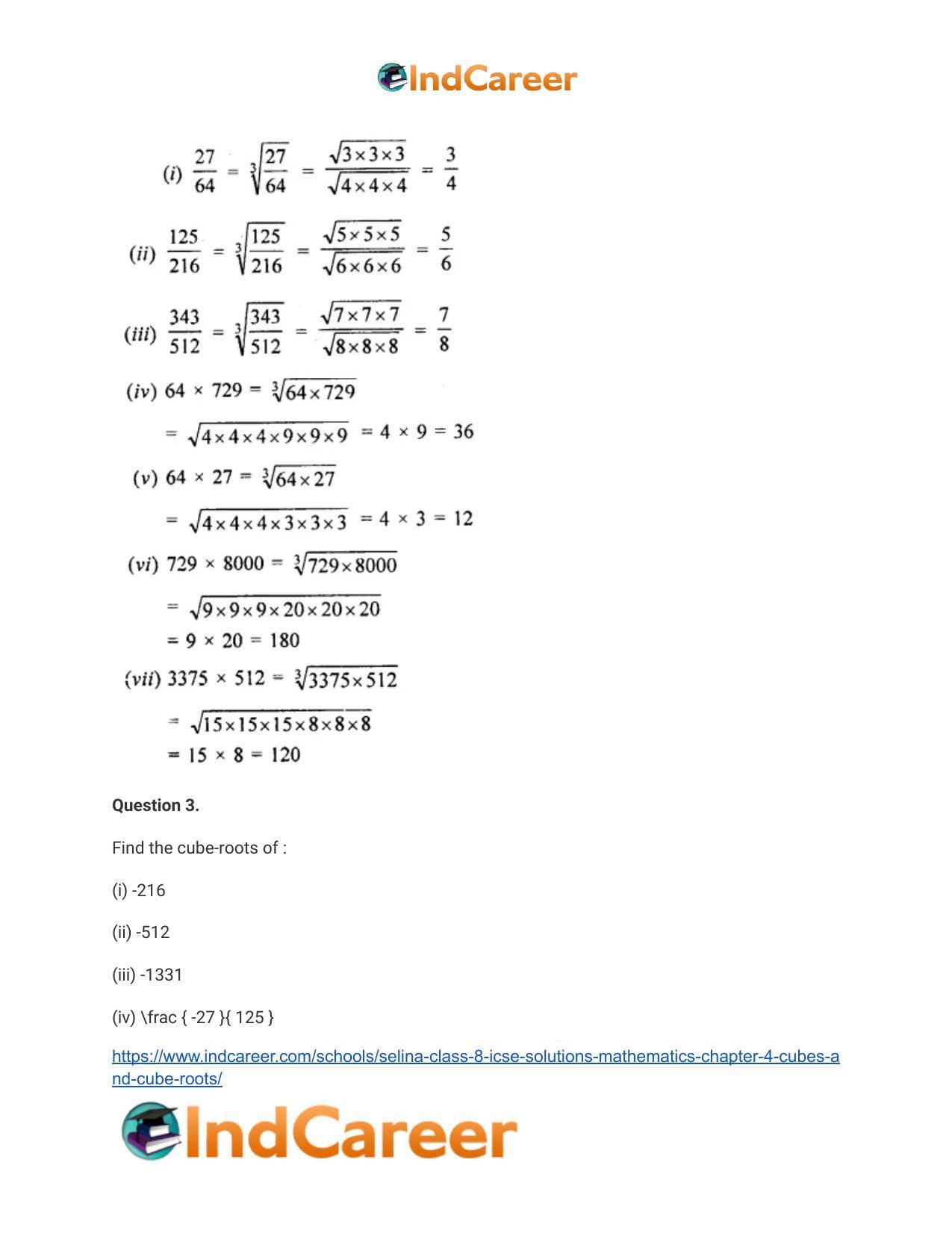 Selina Class 8 ICSE Solutions Mathematics : Chapter 4- Cubes and Cube-Roots - Page 21