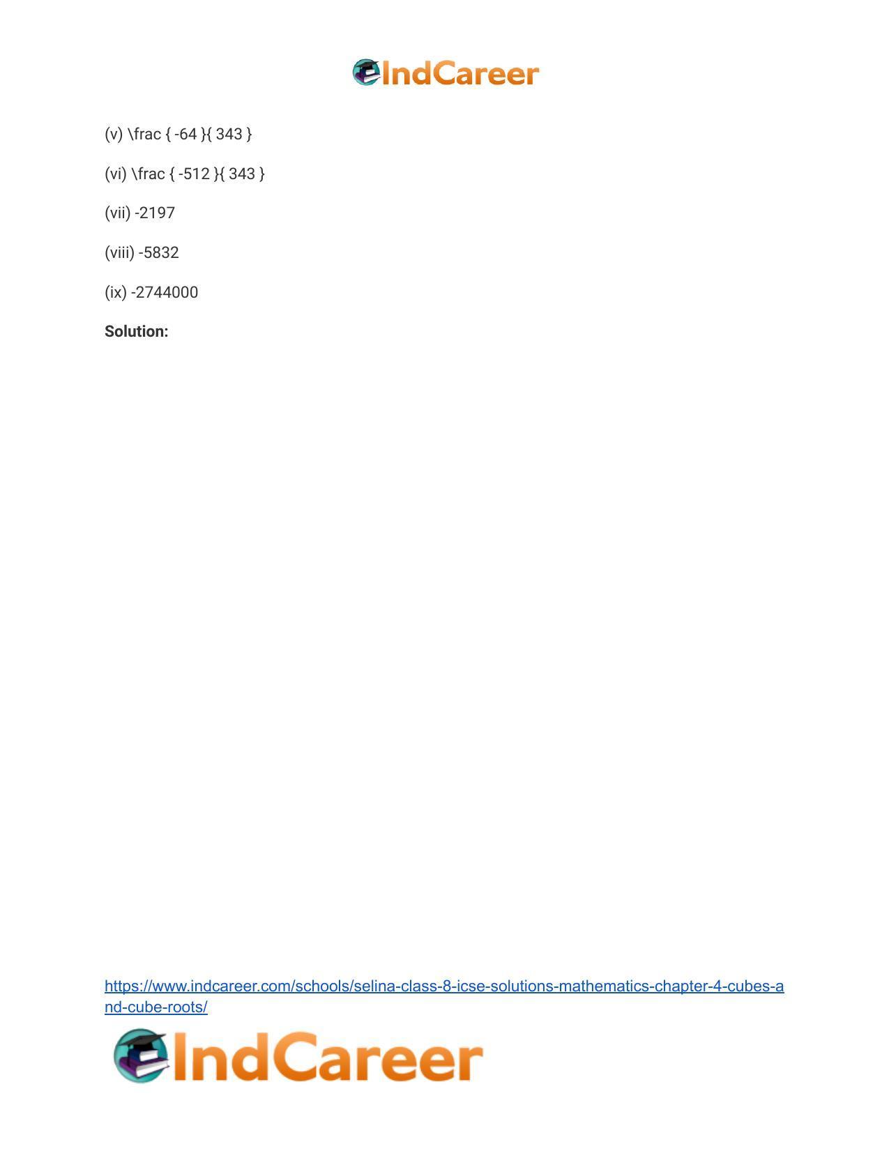 Selina Class 8 ICSE Solutions Mathematics : Chapter 4- Cubes and Cube-Roots - Page 22