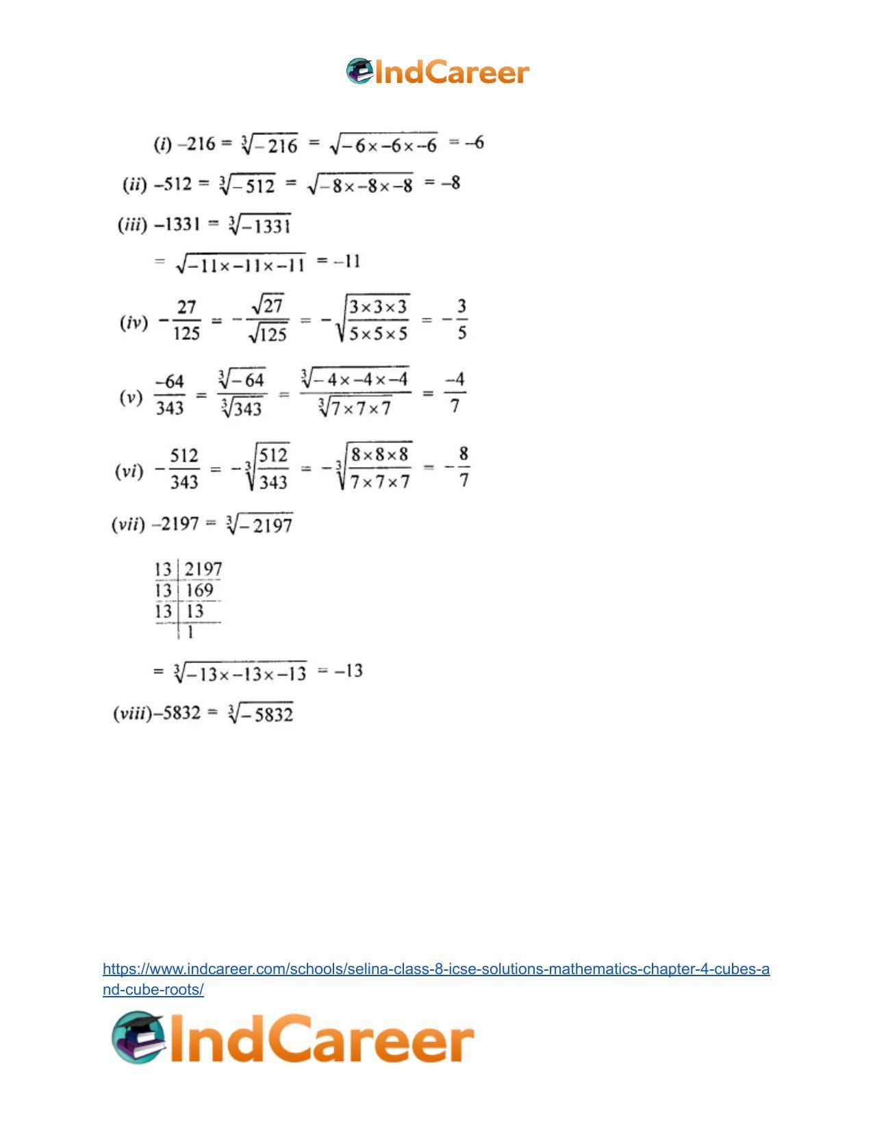 Selina Class 8 ICSE Solutions Mathematics : Chapter 4- Cubes and Cube-Roots - Page 23
