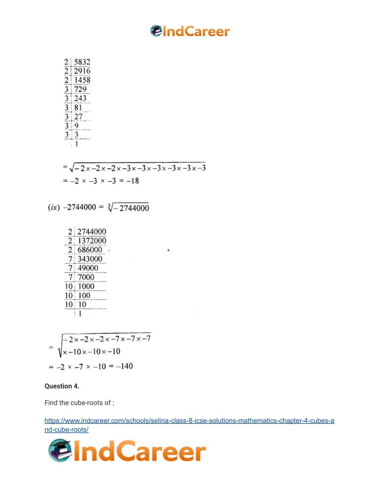 Selina Class 8 ICSE Solutions Mathematics : Chapter 4- Cubes and Cube-Roots - Page 24