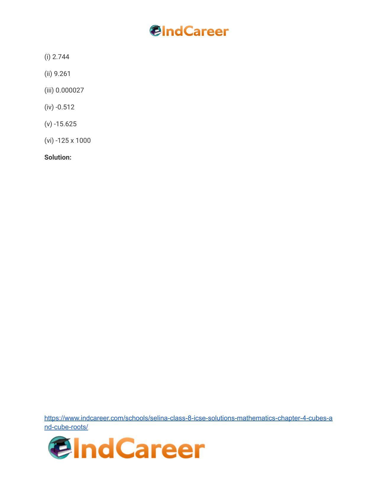 Selina Class 8 ICSE Solutions Mathematics : Chapter 4- Cubes and Cube-Roots - Page 25