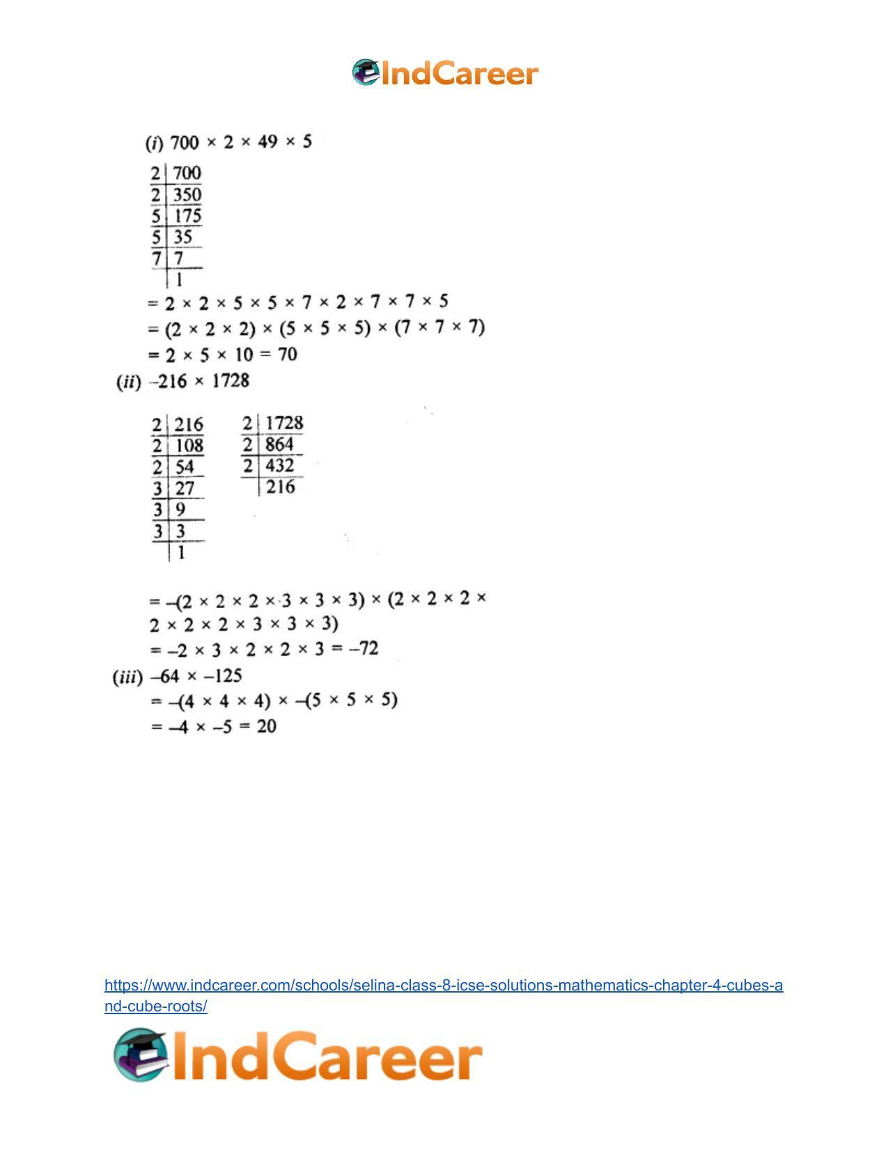 Selina Class 8 ICSE Solutions Mathematics : Chapter 4- Cubes and Cube-Roots - Page 30