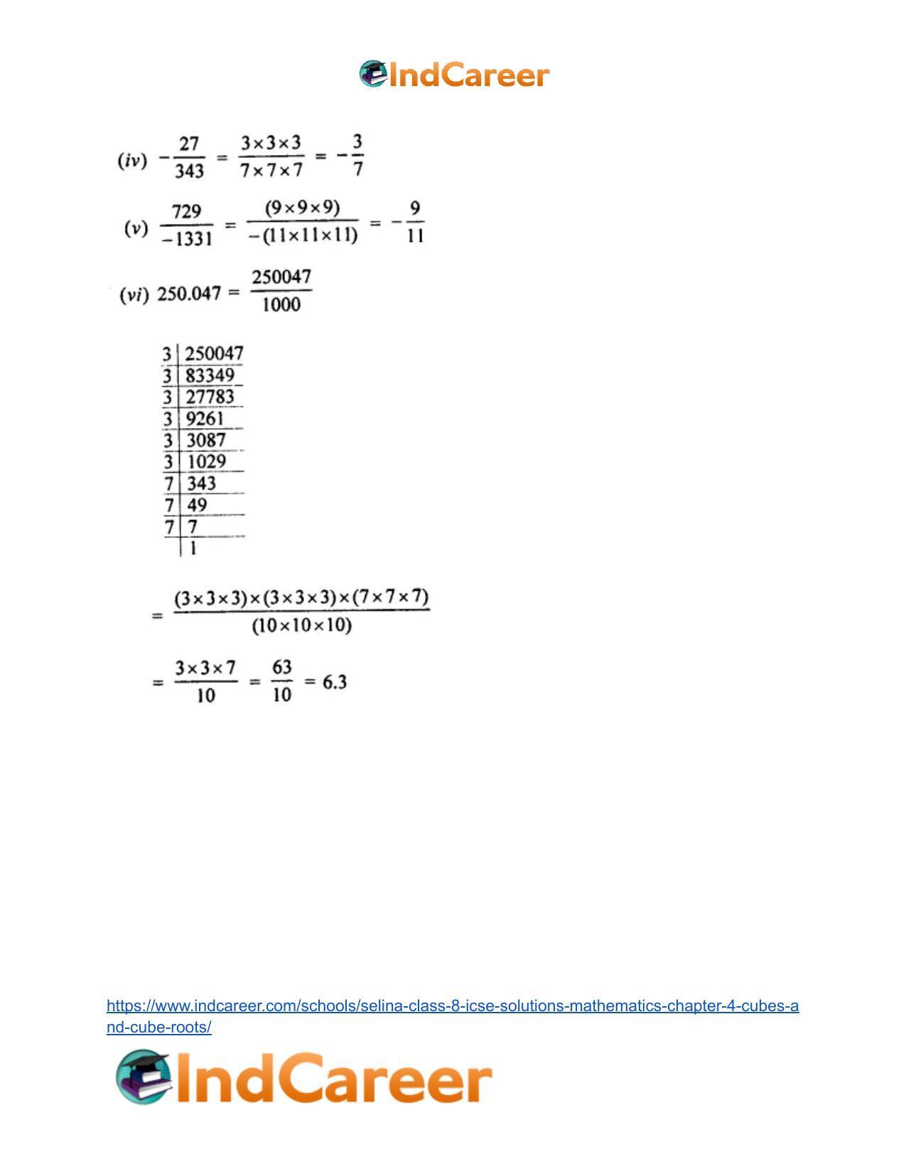 Selina Class 8 ICSE Solutions Mathematics : Chapter 4- Cubes and Cube-Roots - Page 31