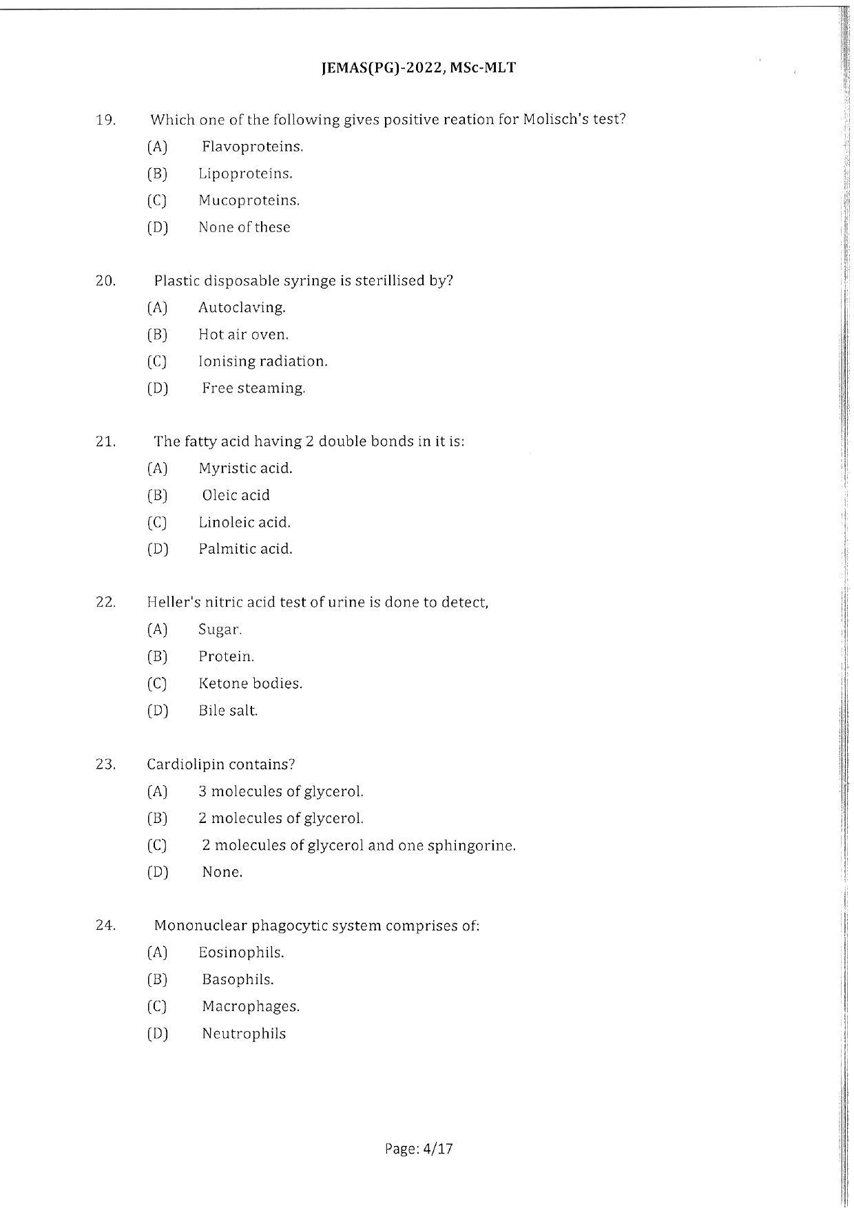 WBJEEB JEMAS (PG) 2022 MSc MLT Question Paper - Page 6