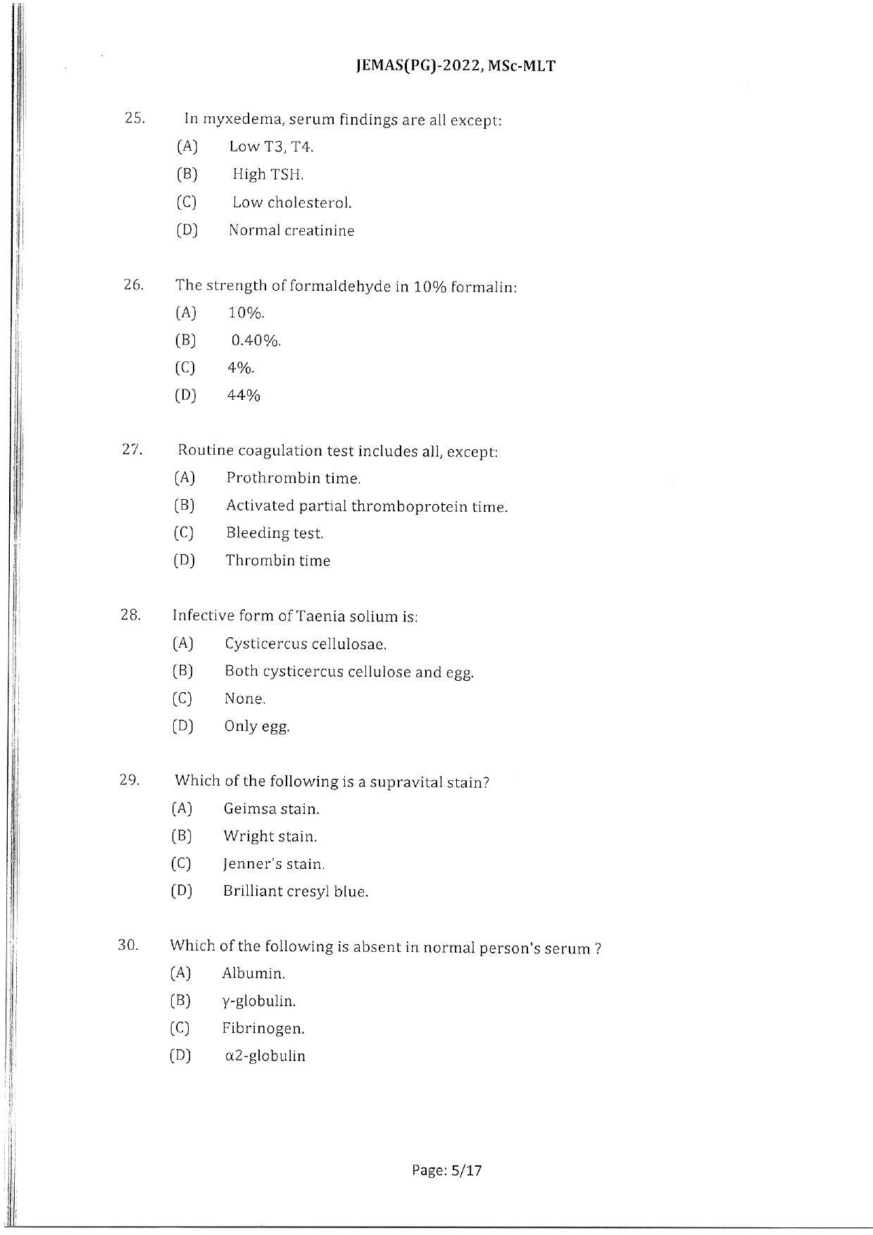 WBJEEB JEMAS (PG) 2022 MSc MLT Question Paper - Page 7
