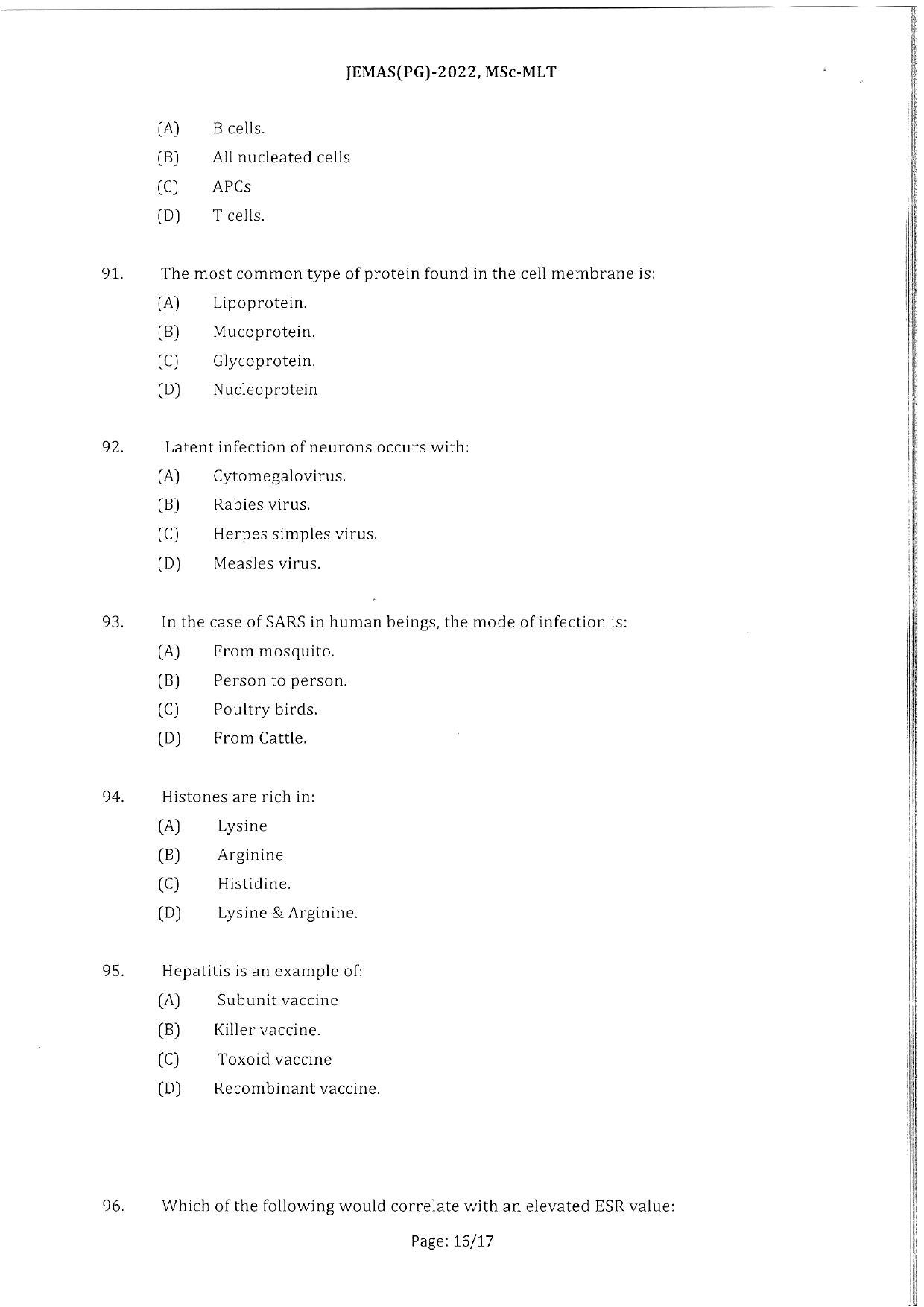 WBJEEB JEMAS (PG) 2022 MSc MLT Question Paper - Page 18