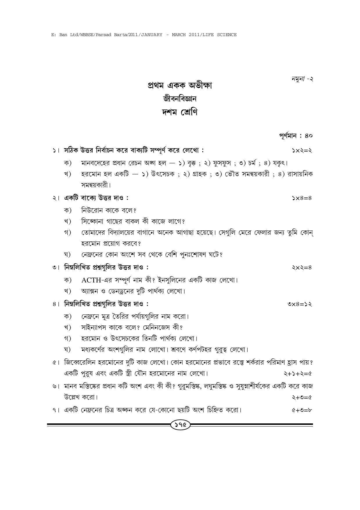 WBBSE Class X Syllabus (Life Science) - Page 2